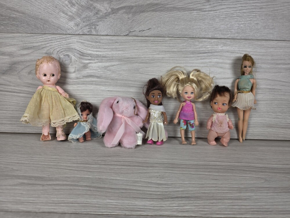 Vtg Mixed Doll Lot Baby Dolls Fashion Dolls Plush Bunny Parts TLC OOAK SU4